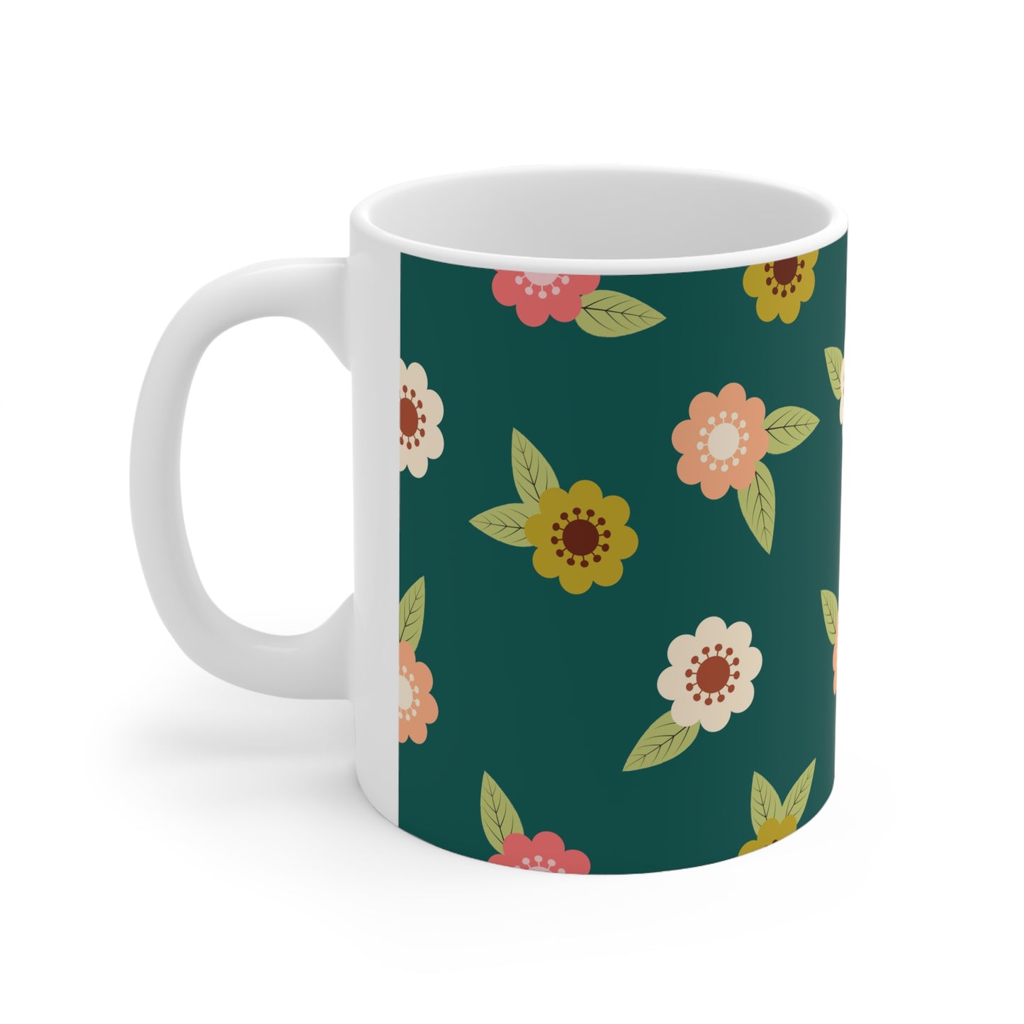 Green Vintage Blossoms Mug