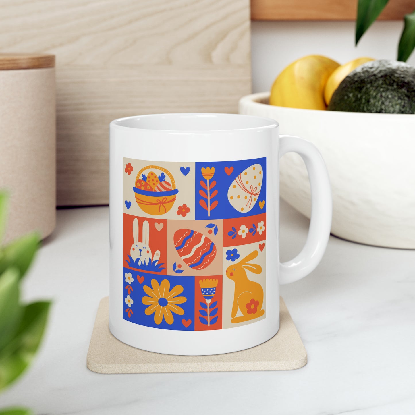 🥕 Colorful Art Easter Ceramic Mug 11 oz - Vibrant Holiday Gift