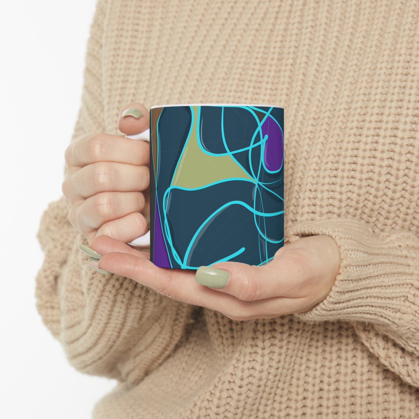 Abstract Harmony in Dark Blue Mug