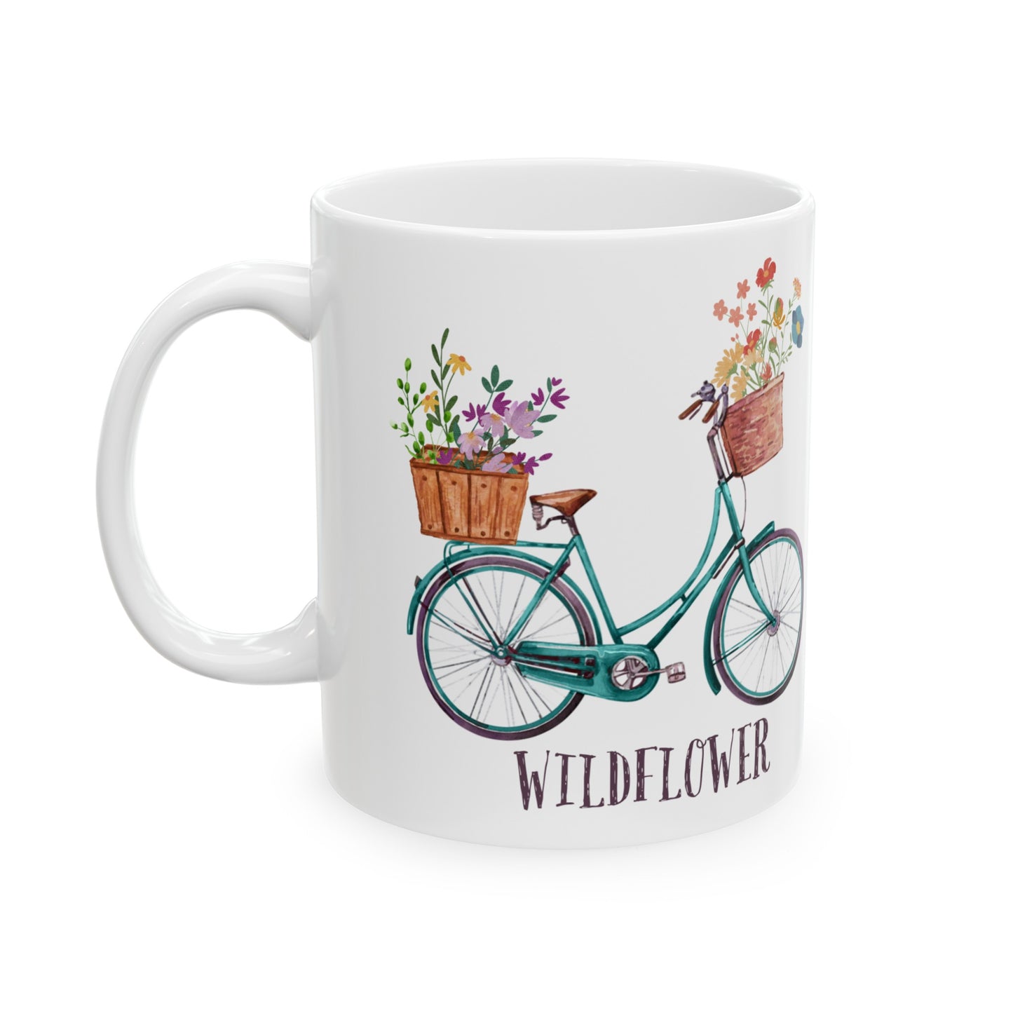 🚲 Wildflower Ride" Ceramic Mug 11 oz - Bicycle with Wildflowers