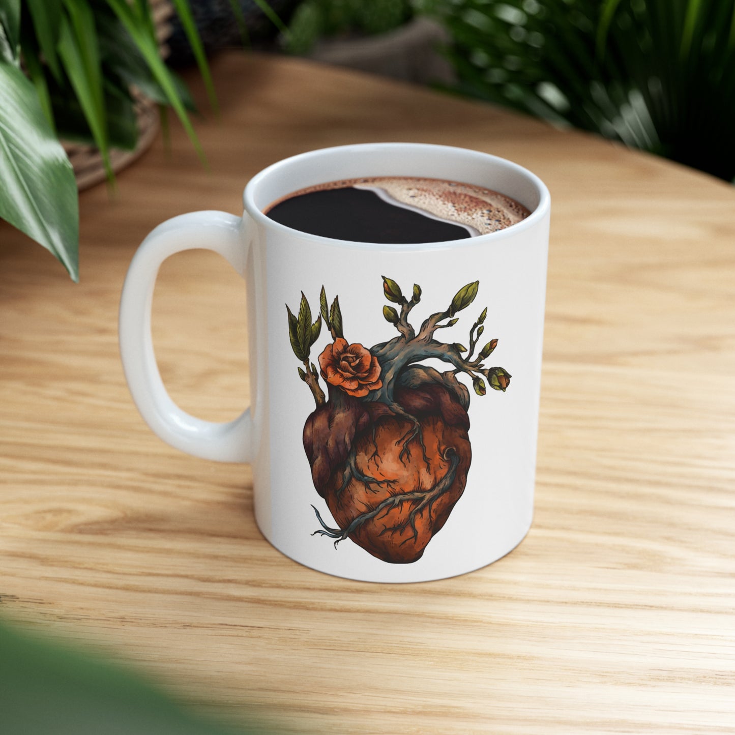 Rose Plant Growth Ceramic Mug 11oz | Striking Design, BPA-Free