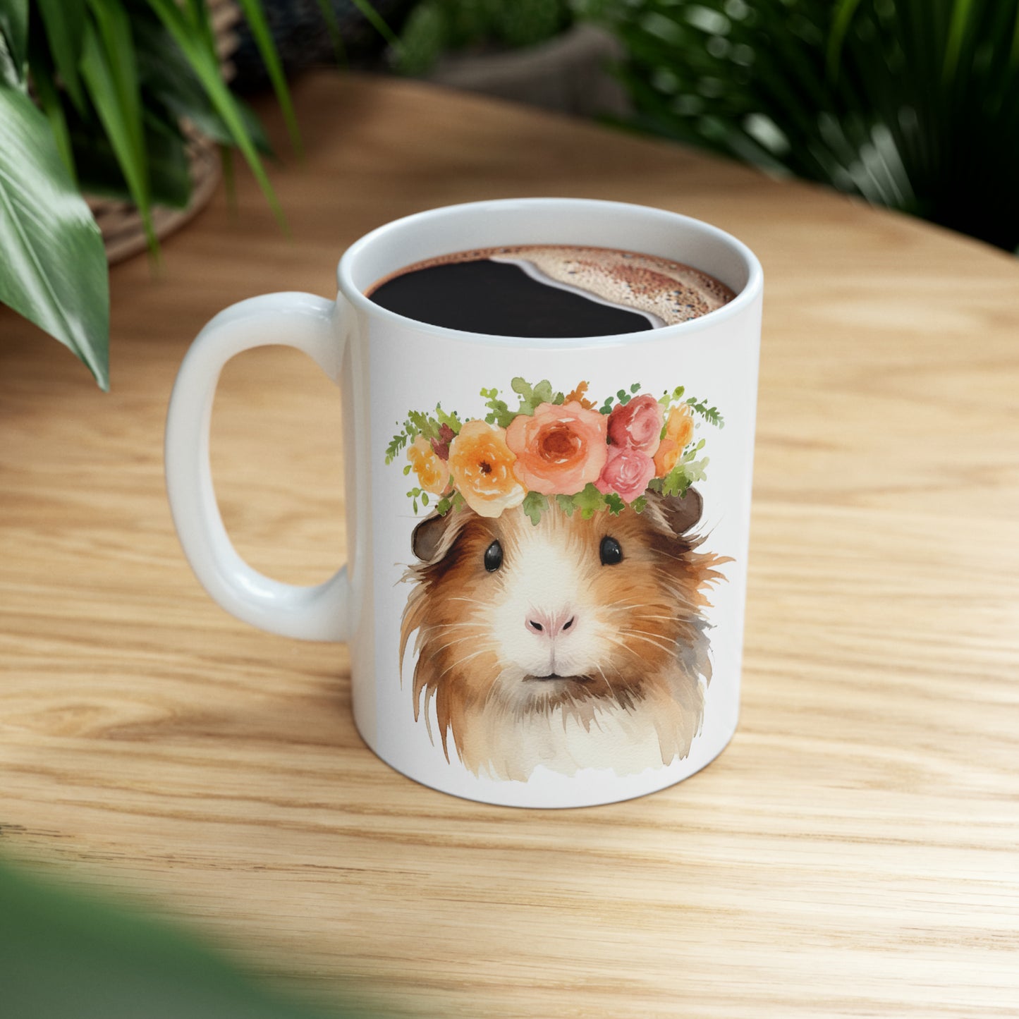 🌸 Flower Crown Guinea Pig Ceramic Mug 11oz