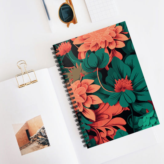 Coral Blossoms Spiral Notebook - Ruled Line