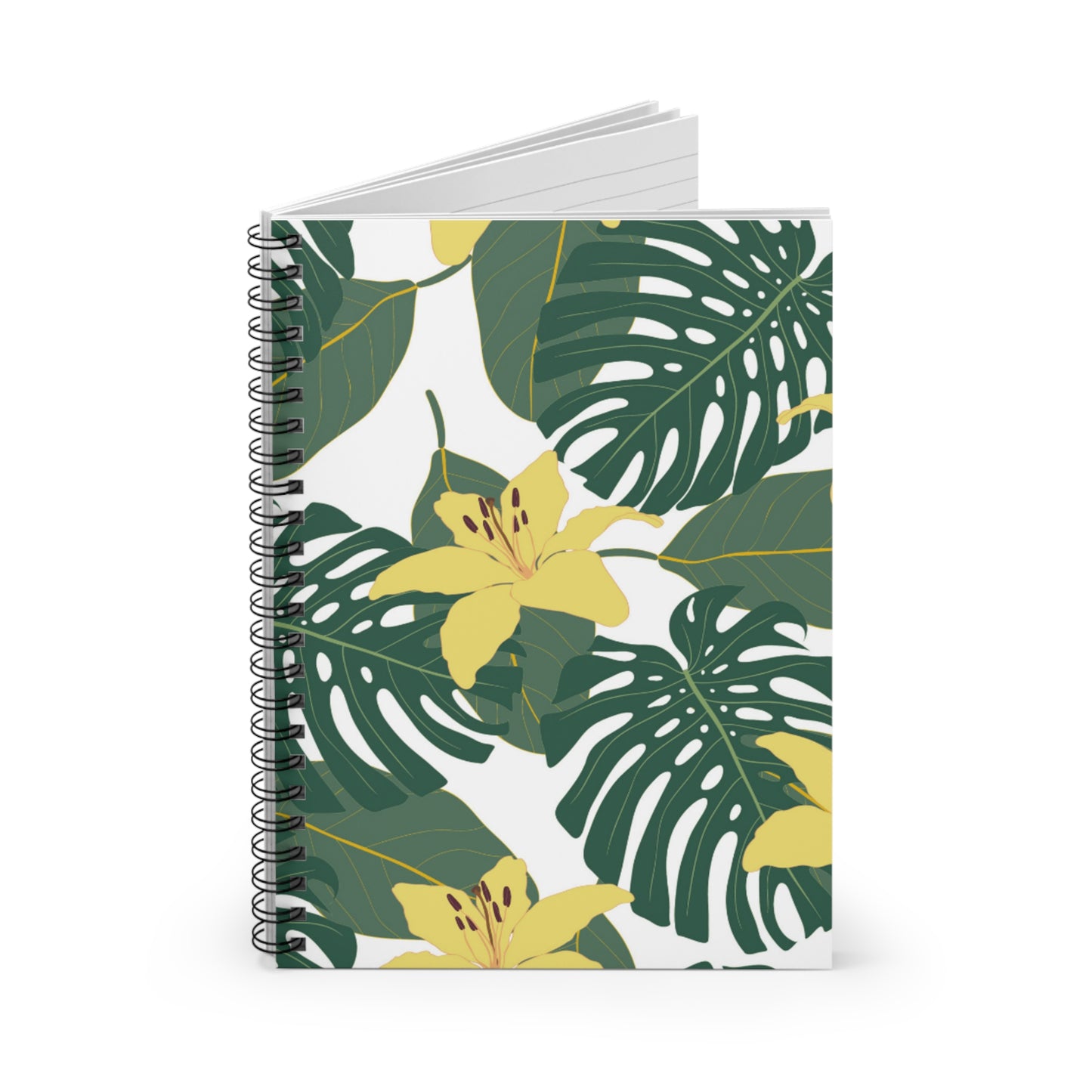 🍹"Tropical Paradise" Spiral Notebook-Ruled Line - Yellow Flowers