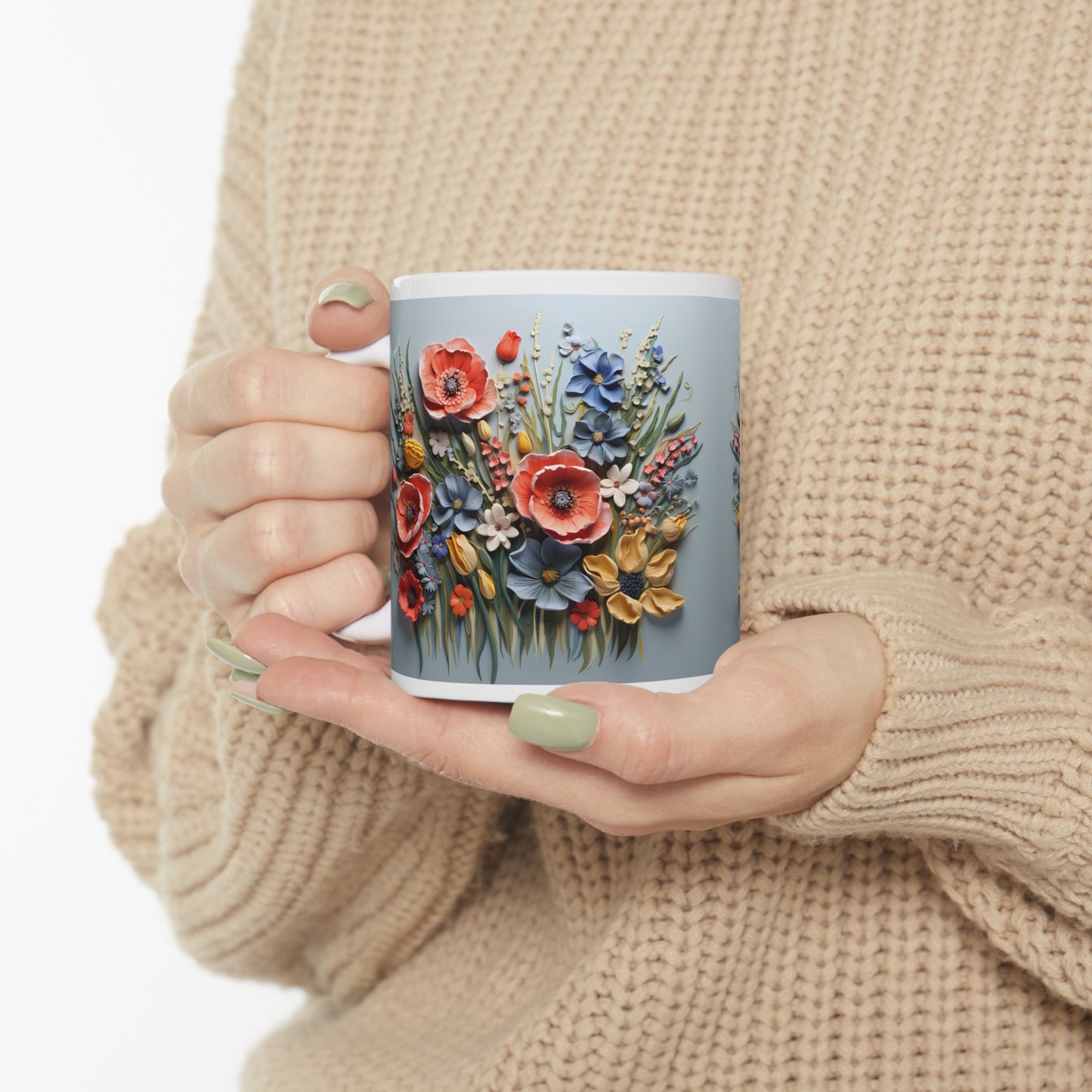 🏵️ 3D Wildflower Ceramic Mug 11oz