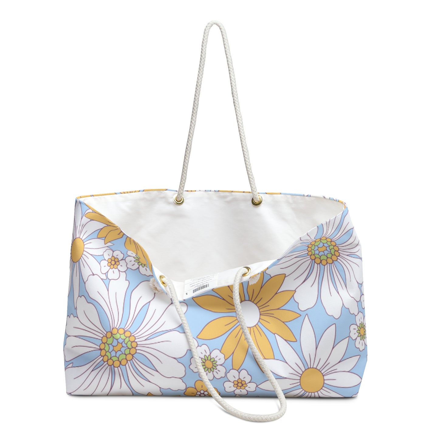 Retro Daisy Delight Weekender Bag - Light Blue