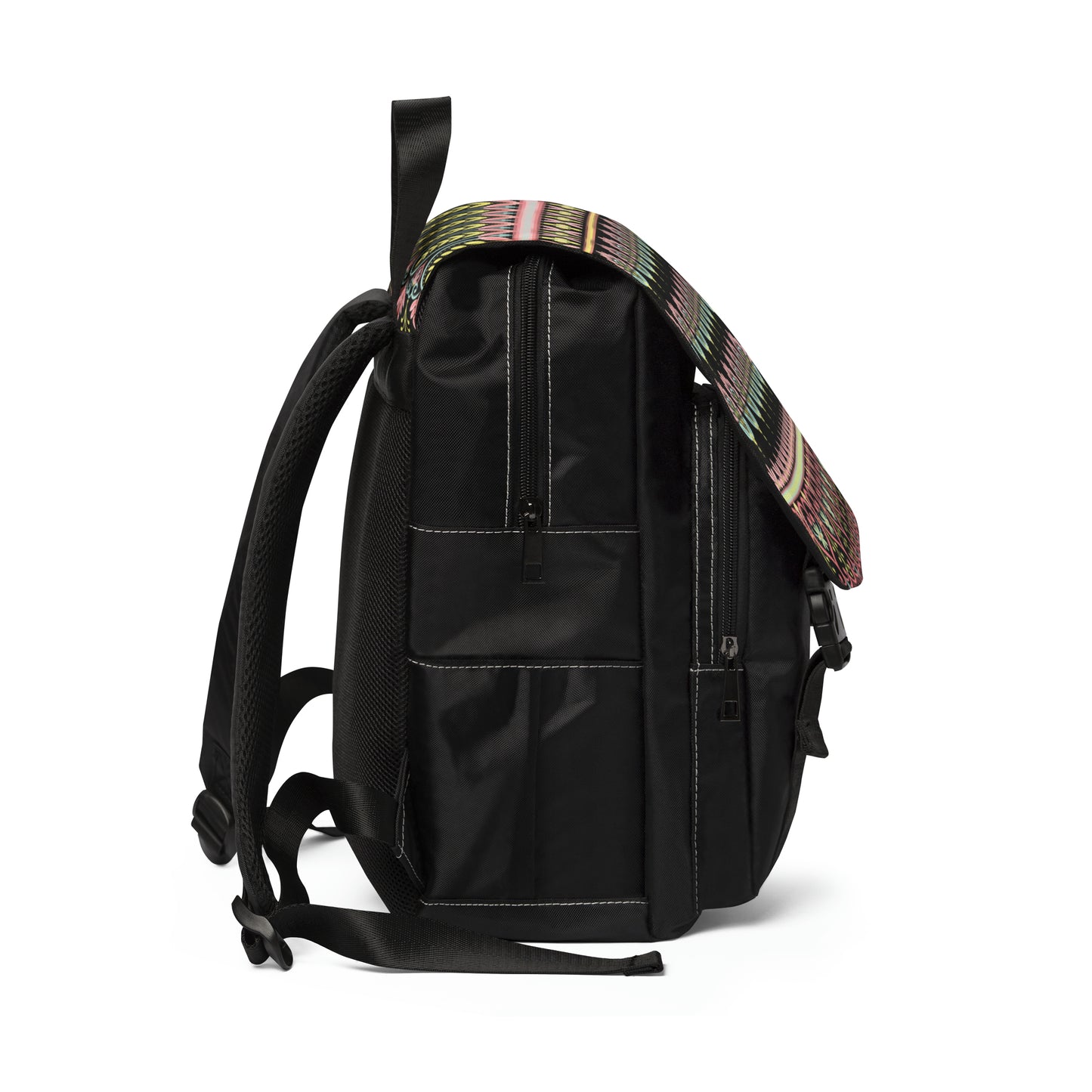 Black Pattern Elegance Unisex Casual Shoulder Backpack