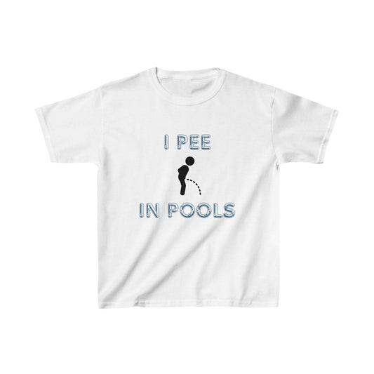 "I PEE IN POOLS" Funny Kids Heavy Cotton™ Tee - Stick Figure Design