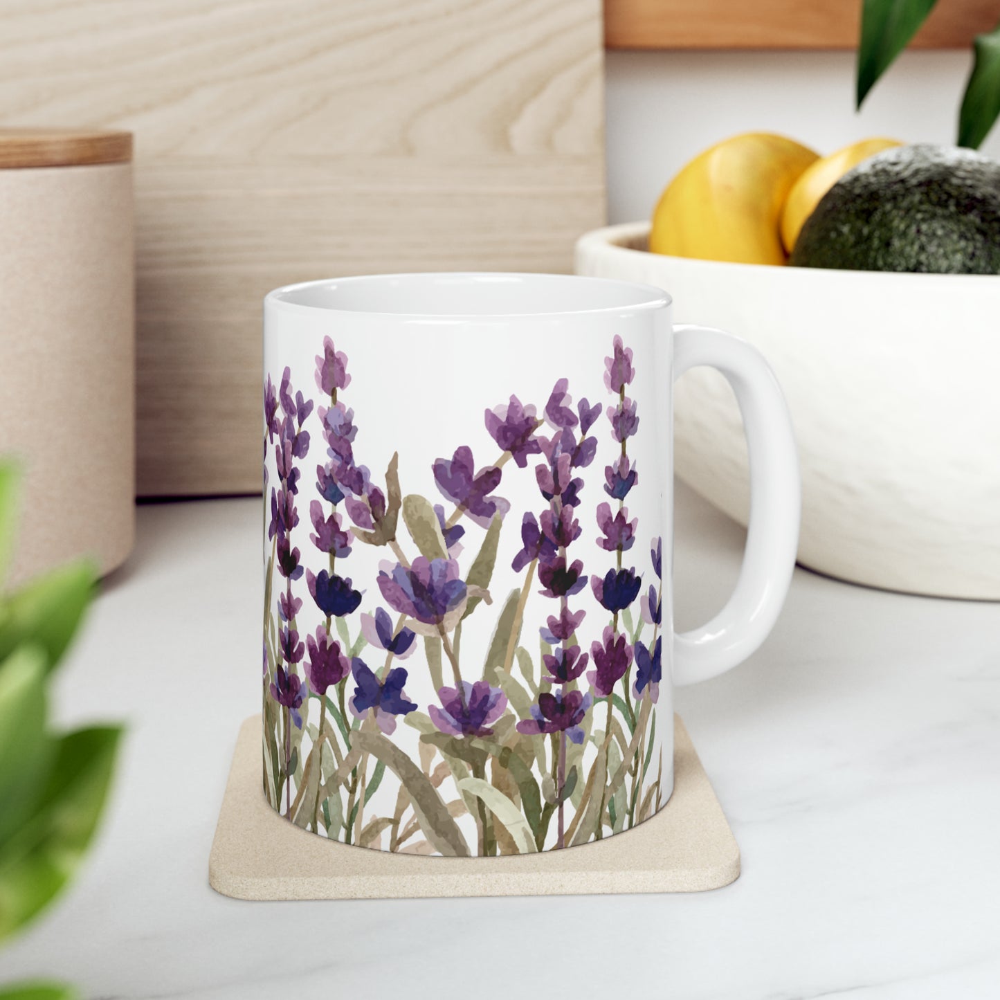 Lavender Bliss Ceramic Mug 11 oz - Elegant Floral for Coffee, Tea, and More!