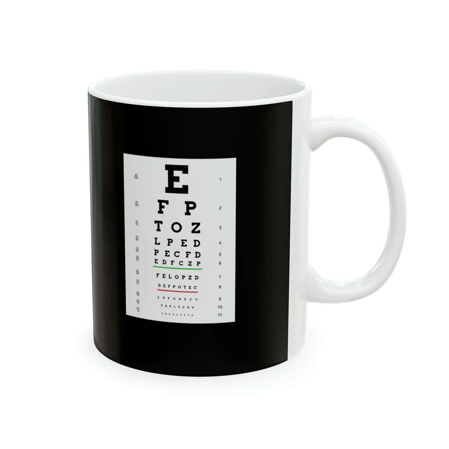 Vision Test Chart Ceramic Mug 11 oz - Eye-catching Design