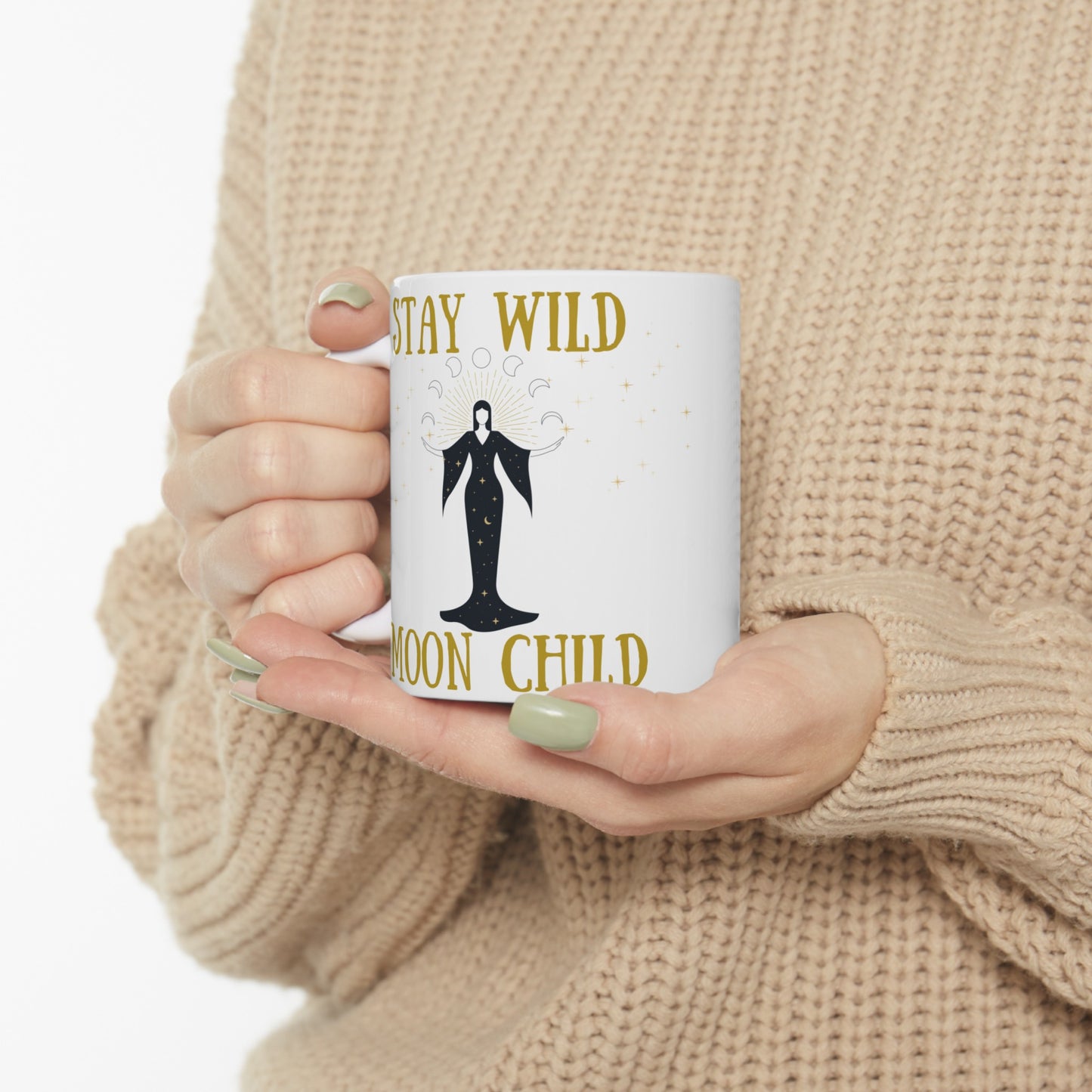 🌛 Stay Wild Moon Child Ceramic Mug 11 oz - Perfect Gift for Celestial Lovers