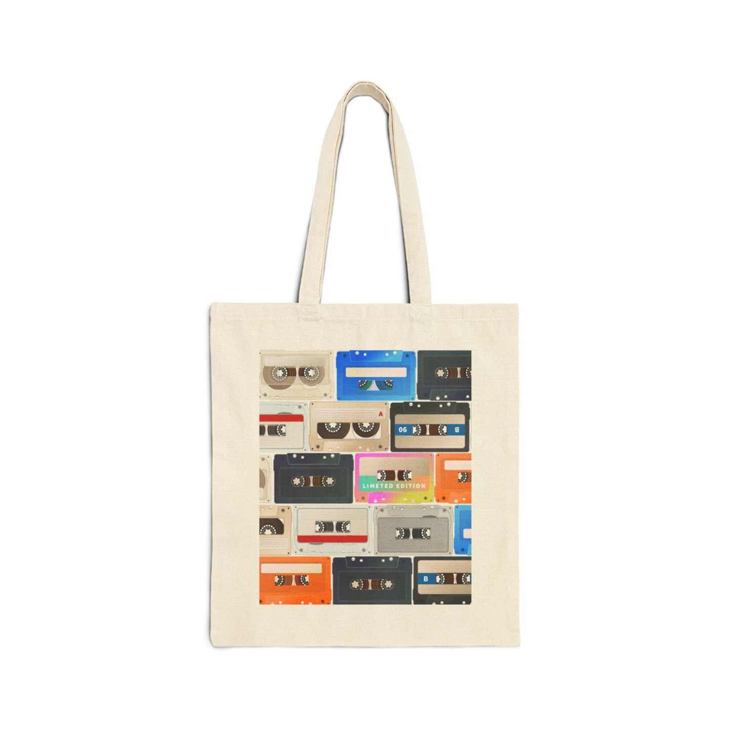 Retro Vibes Cassette Cotton Canvas Tote Bag