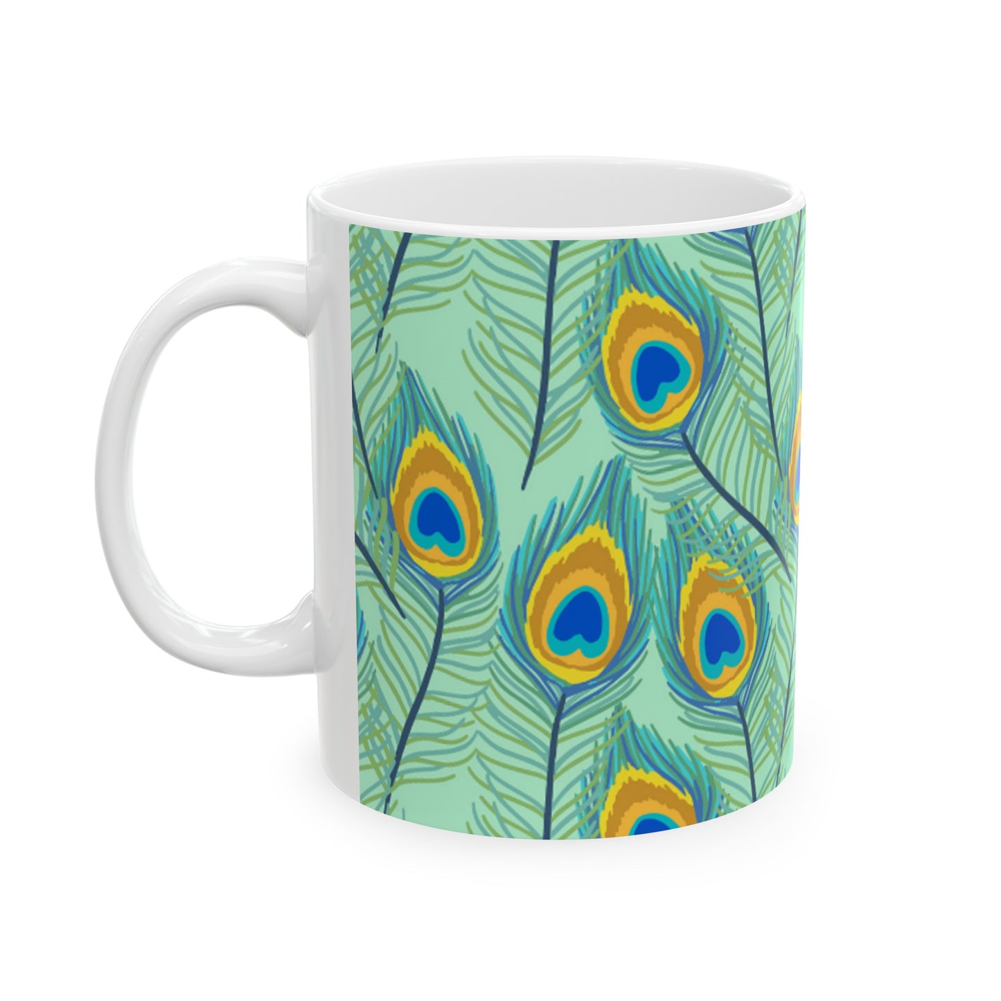 🦚 Peacock Feathers Ceramic Mug 11oz