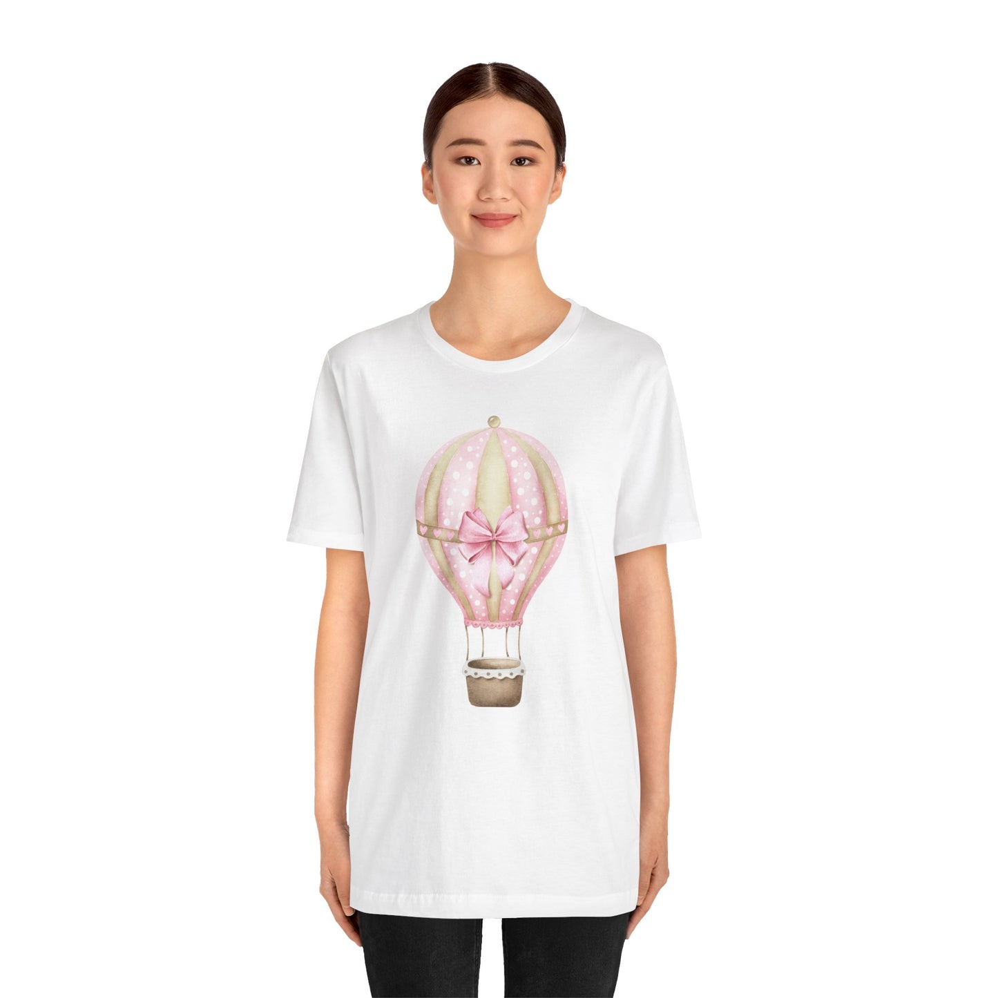 Coquette Pink and Gold Hot Air Balloon Unisex Jersey Short Sleeve Tee