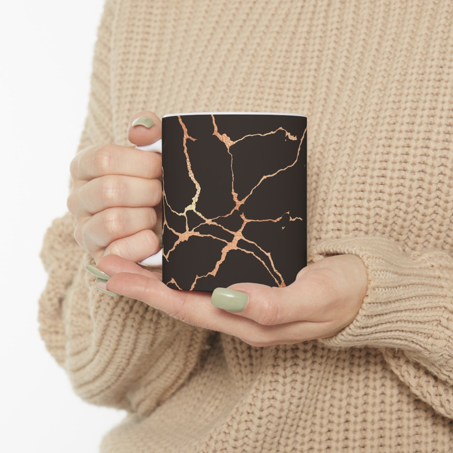 Black Kintsugi Ceramic Mug 11oz