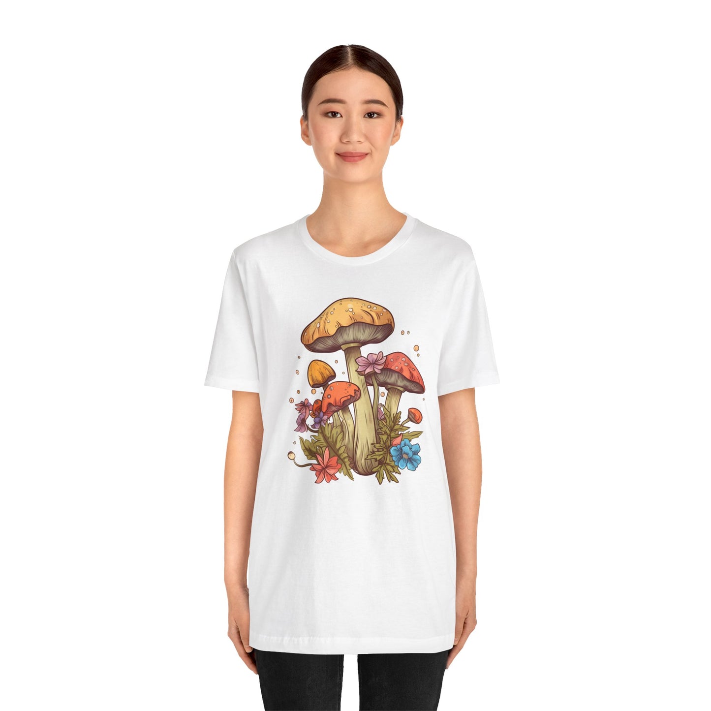 Whimsical Mushroom Floral Unisex Jersey Short Sleeve Tee