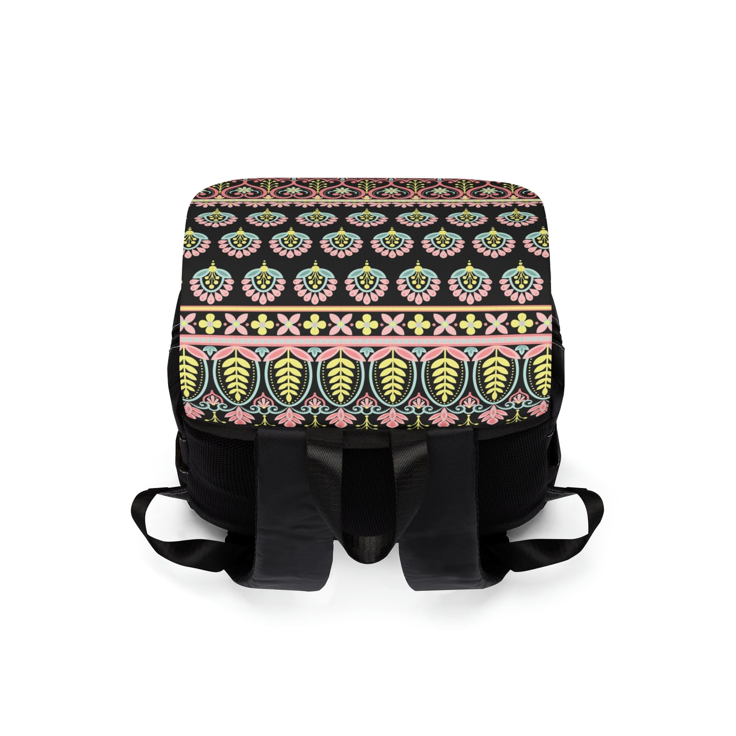 Black Pattern Elegance Unisex Casual Shoulder Backpack