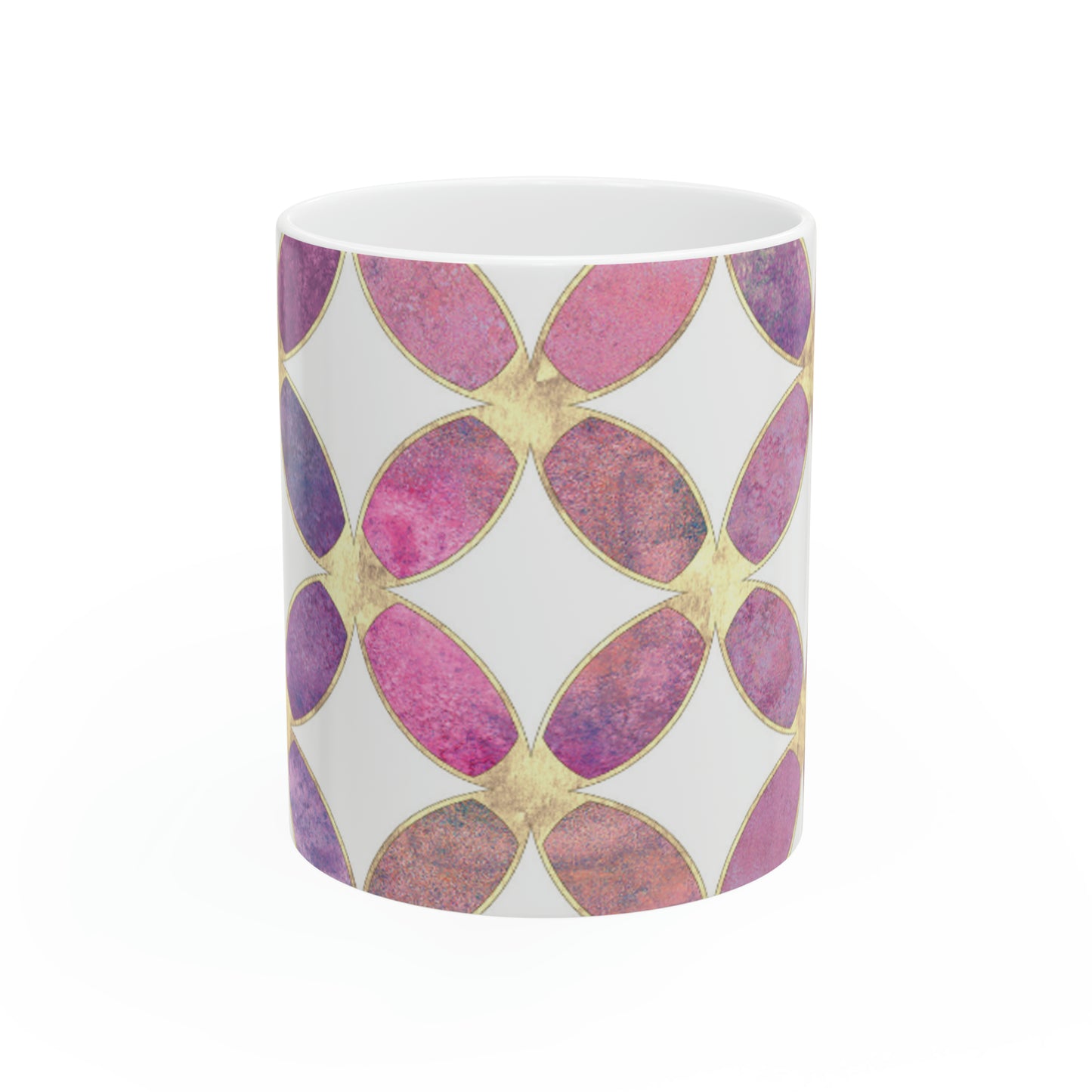 Stained Glass Watercolor Pastel Ceramic Mug, 11oz