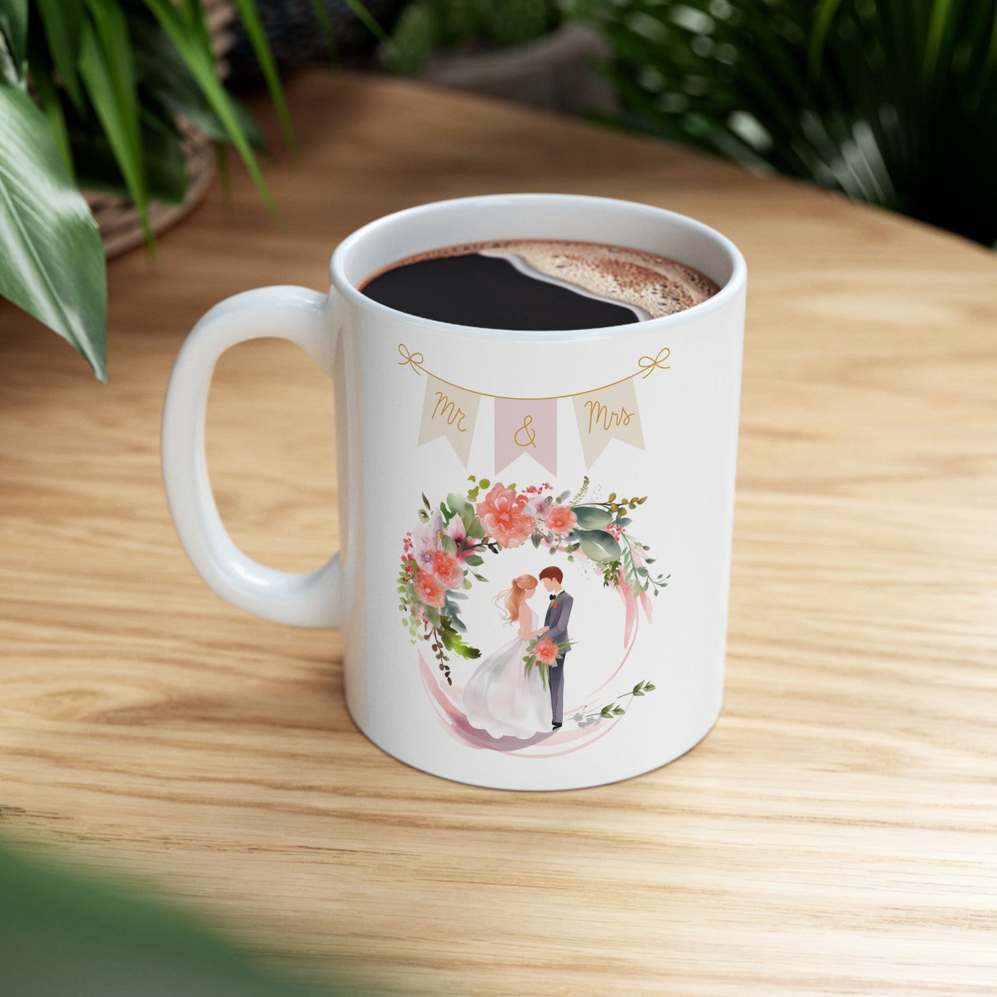 💍 Wreath Wedding Couple Ceramic Mug 11oz