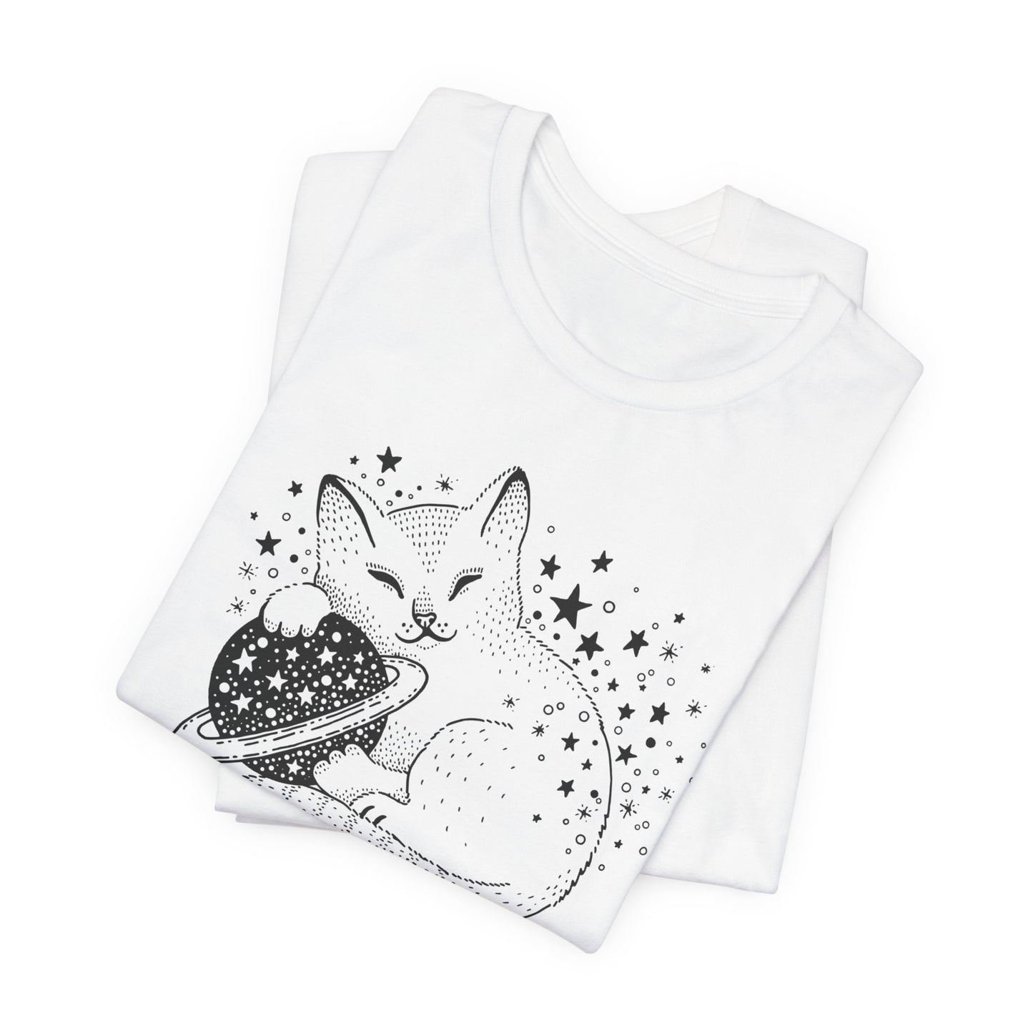 💫 Minimalist Cat on Planet Unisex Jersey Short Sleeve Tee