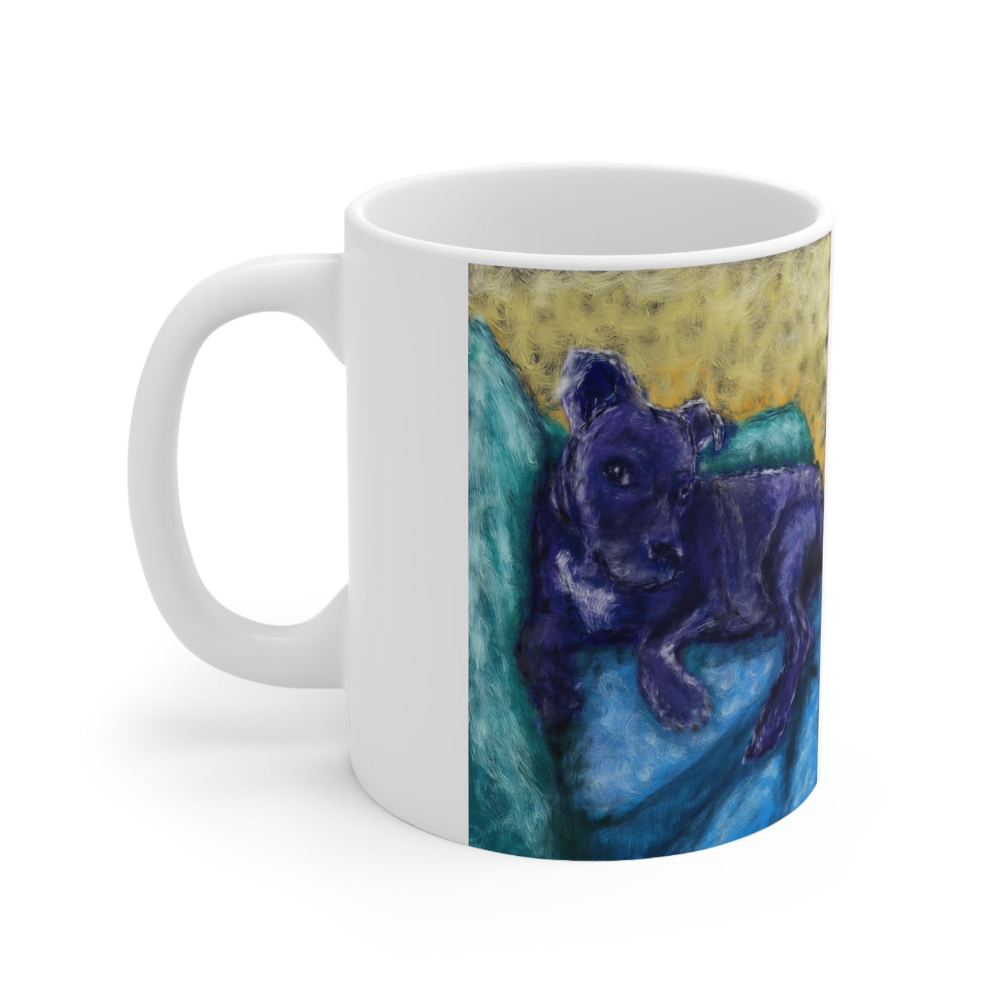 Colorful Hand-Drawn Van Gogh-Style Dog Mug - 11oz