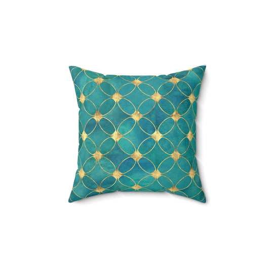 Green Watercolor Square Accent Pillow 14"x14"