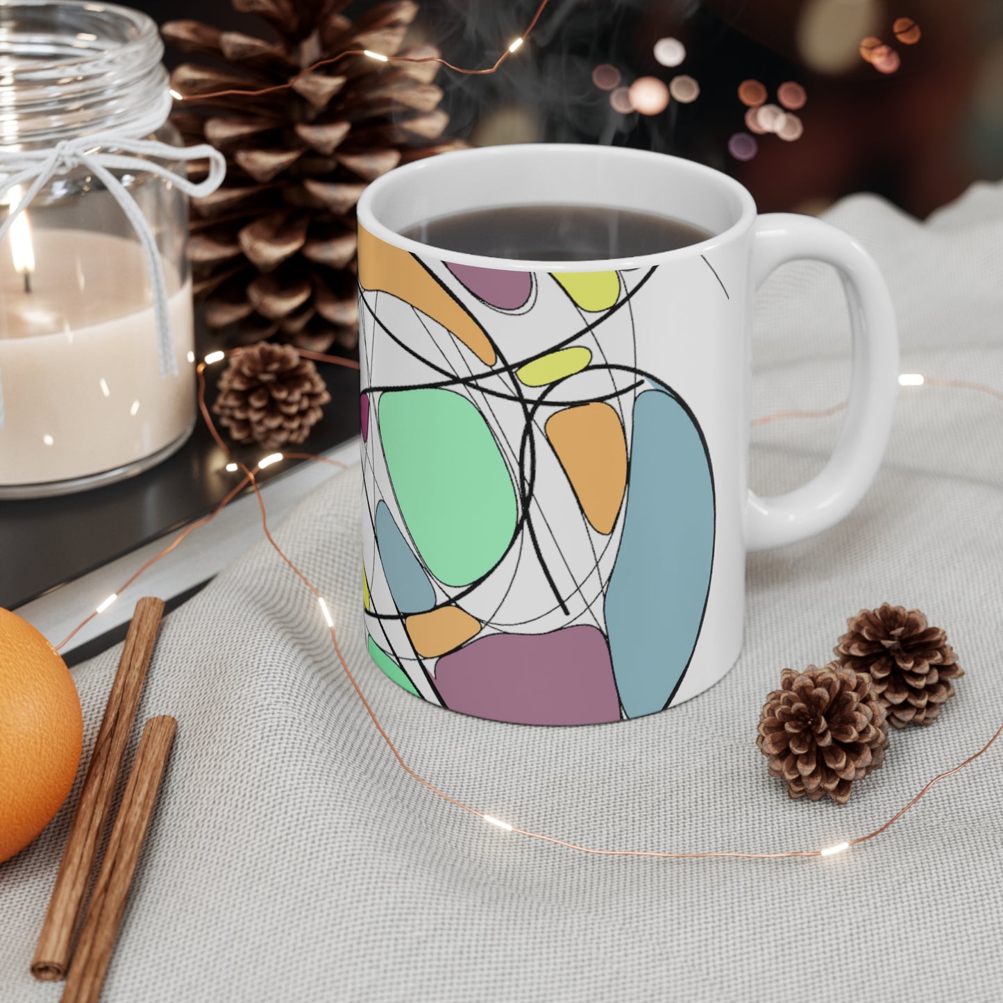 Hand-Drawn Abstract Ceramic Mug - 11oz