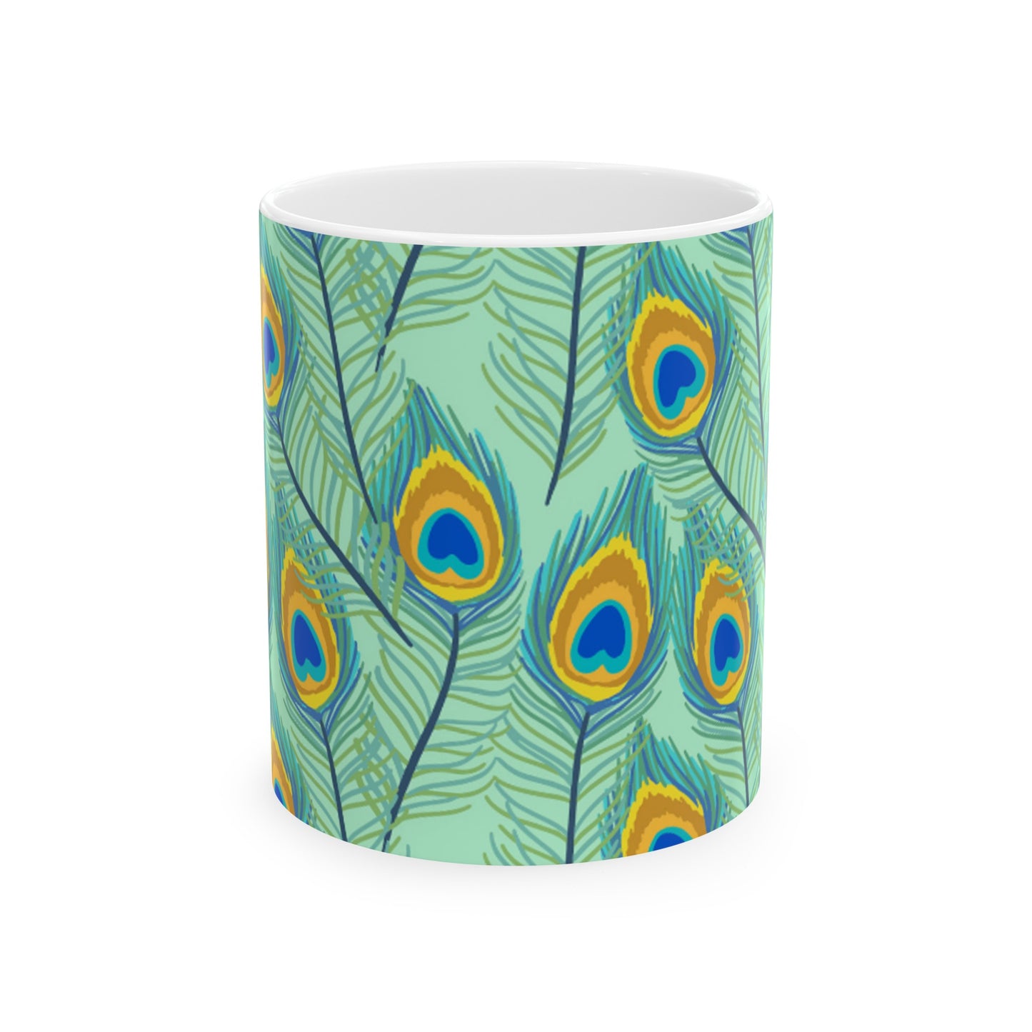 🦚 Peacock Feathers Ceramic Mug 11oz