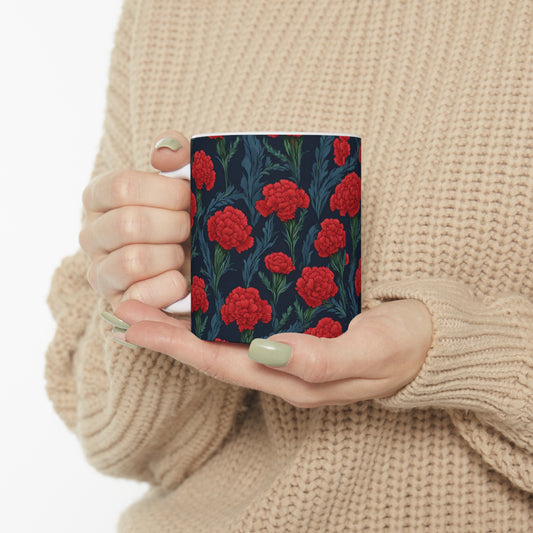 Red Blooms Ceramic Mug 11oz