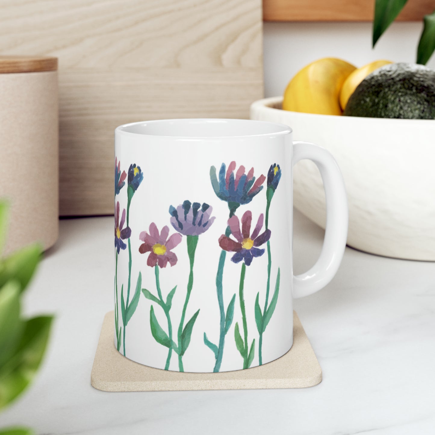 💐 Painted Spring Flowers Ceramic Mug 11oz