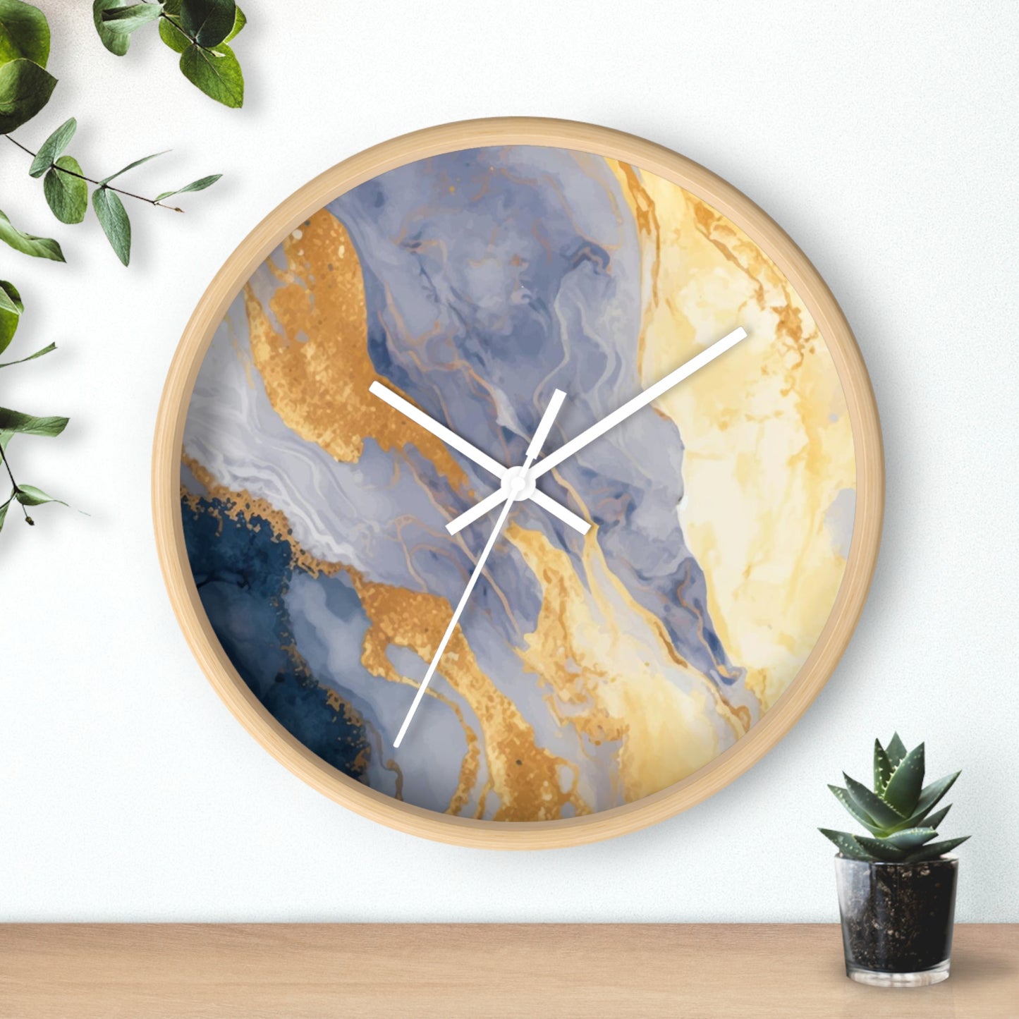 Blue Kintsugi Wall Clock