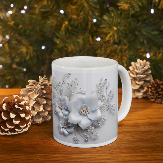 💎 3D Bridal Blooms Ceramic Mug 11oz