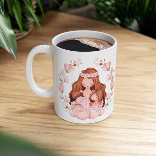 "Mom and Kids" Colorful Ceramic Mug 11oz - Perfect Mother's Day Gift