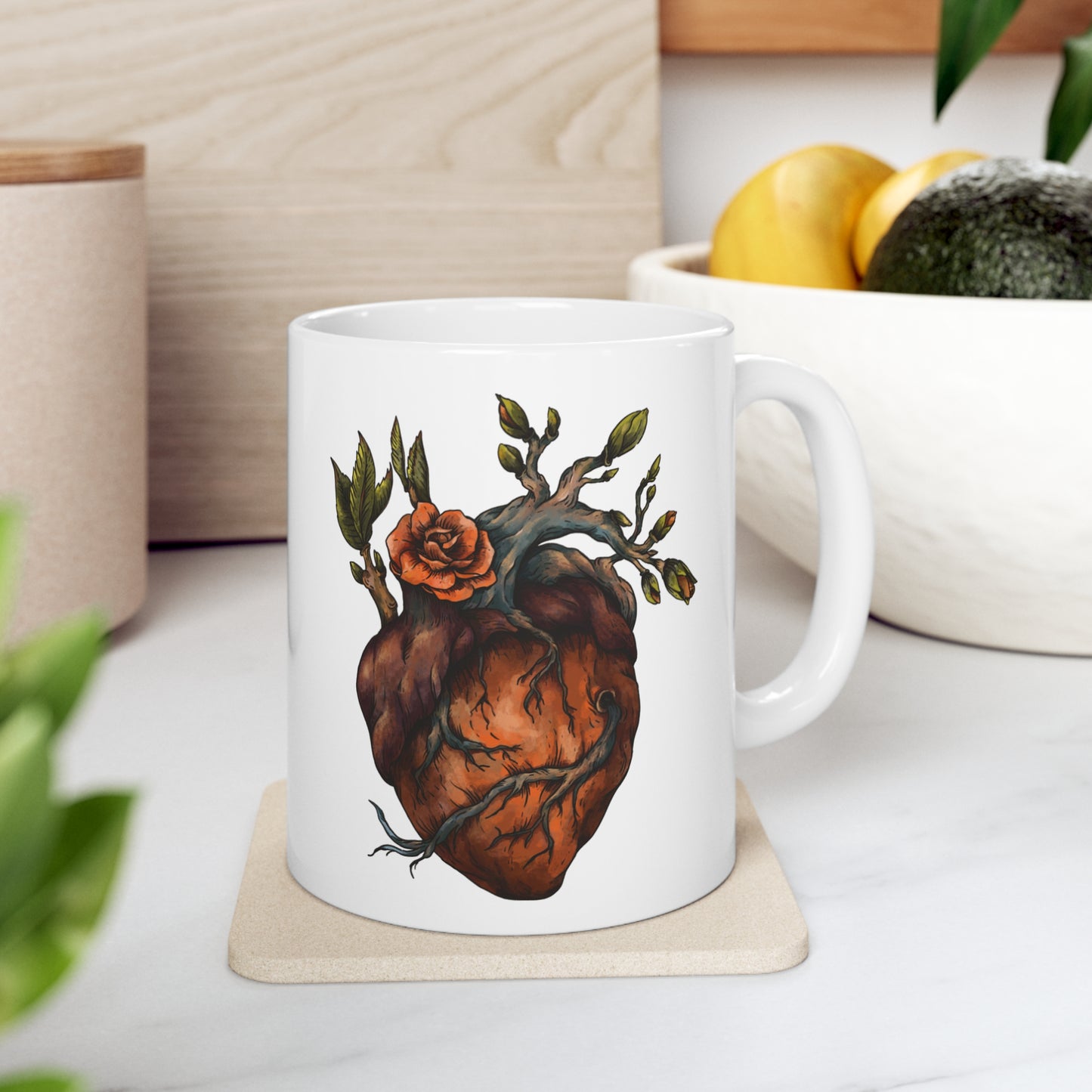 Rose Plant Growth Ceramic Mug 11oz | Striking Design, BPA-Free