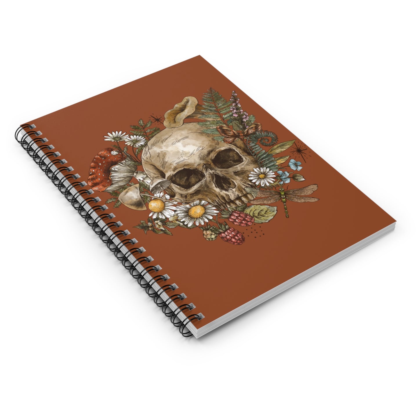 💀 Enchanting Skull & Nature Spiral Notebook - Ruled Line | 118 Pages | 6" x 8"