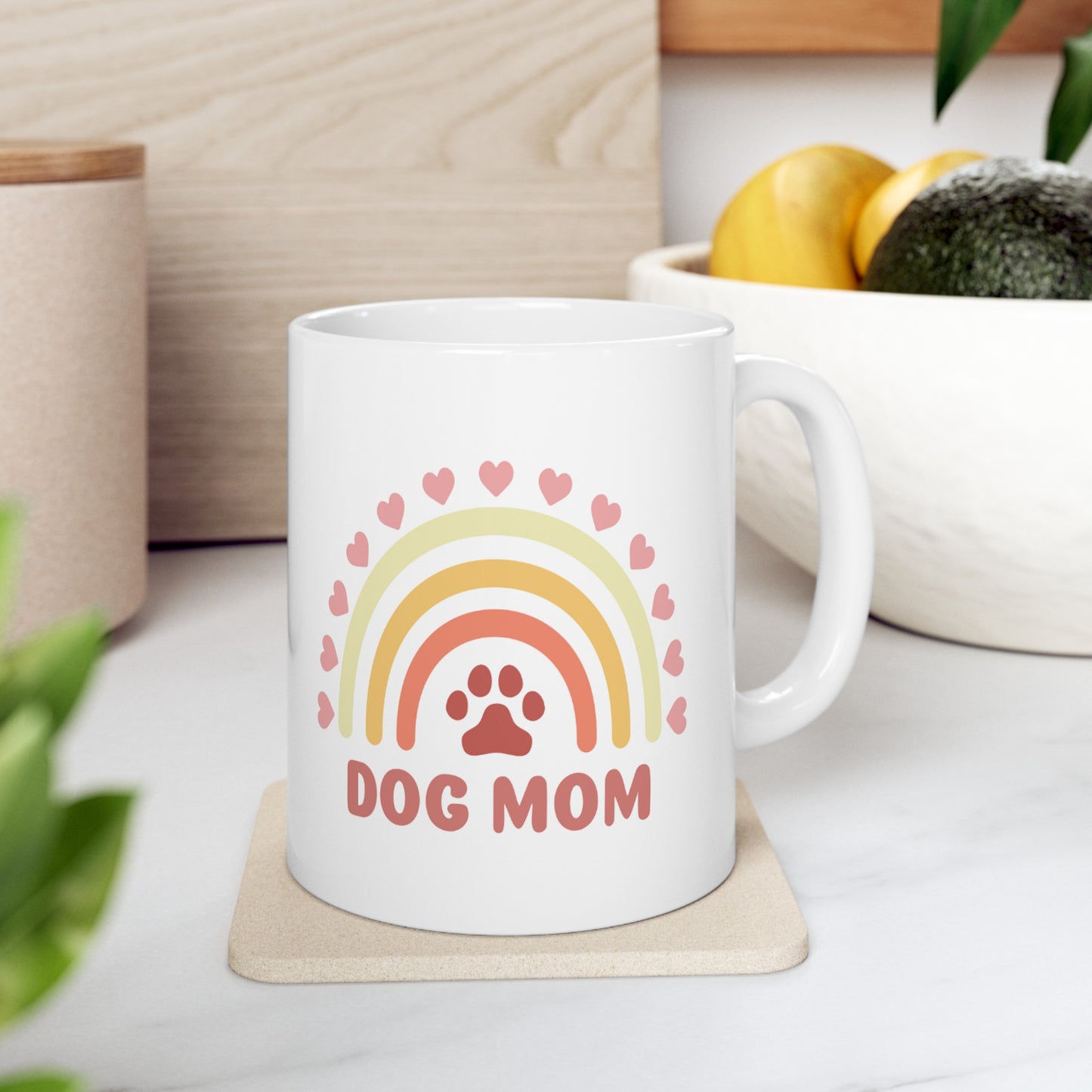 Colorful 'Dog Mom' Ceramic Mug - 11oz