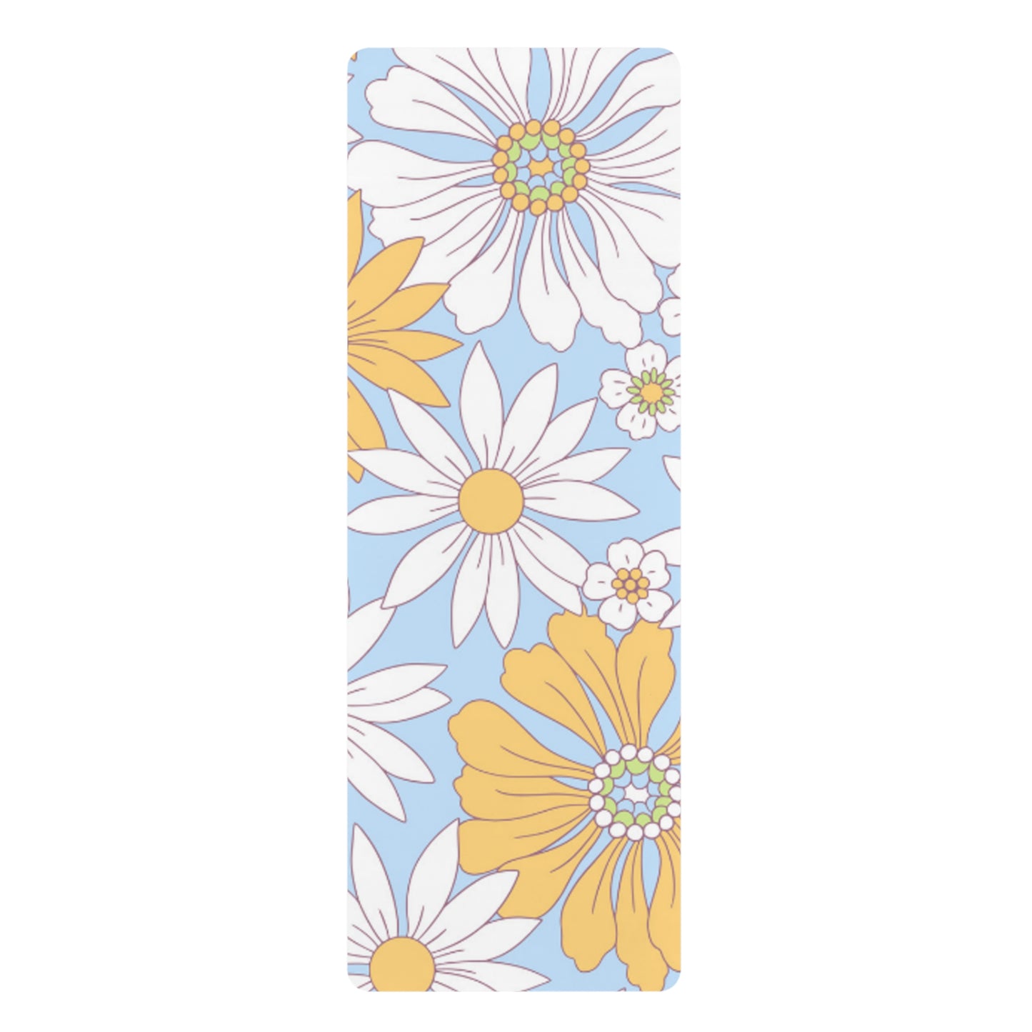 Retro Daisy Delight Rubber Yoga Mat