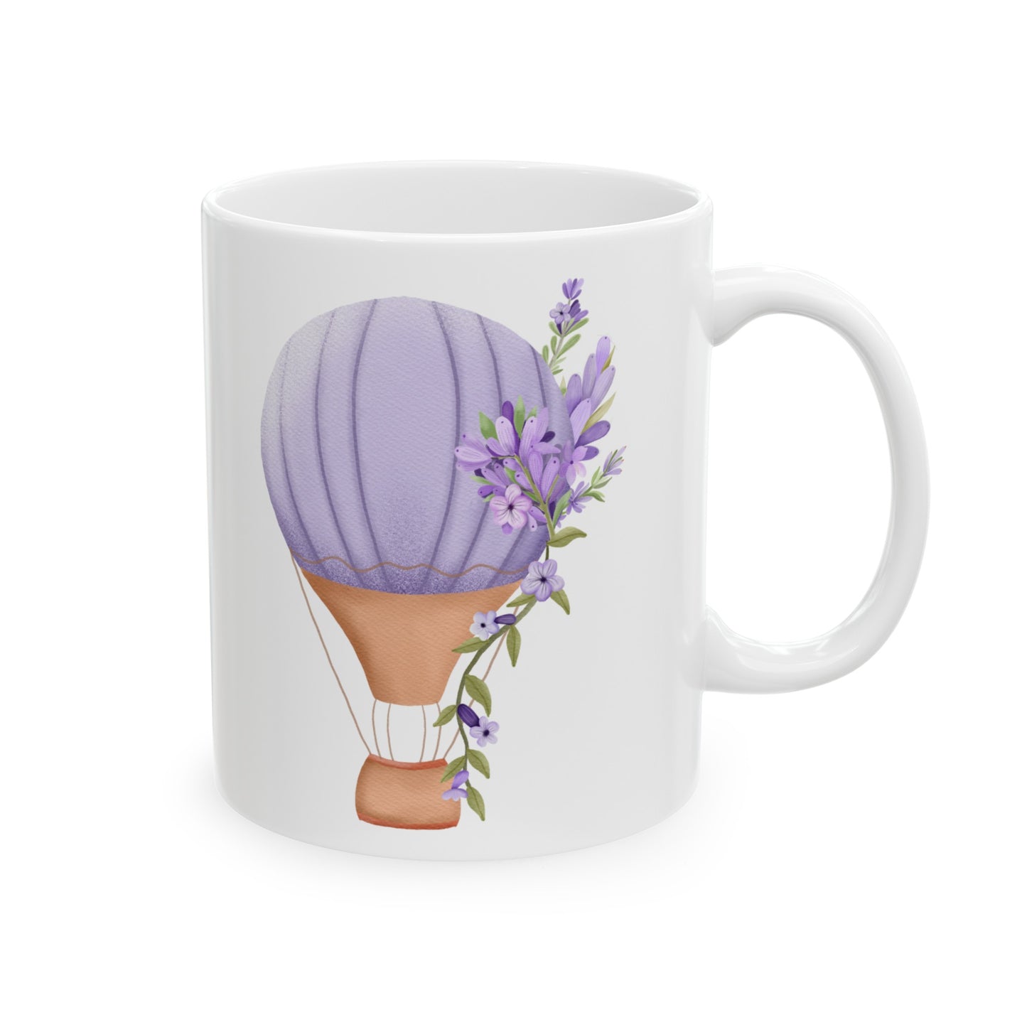 Purple Hot Air Balloon Ceramic Mug 11 oz - Lavender Design