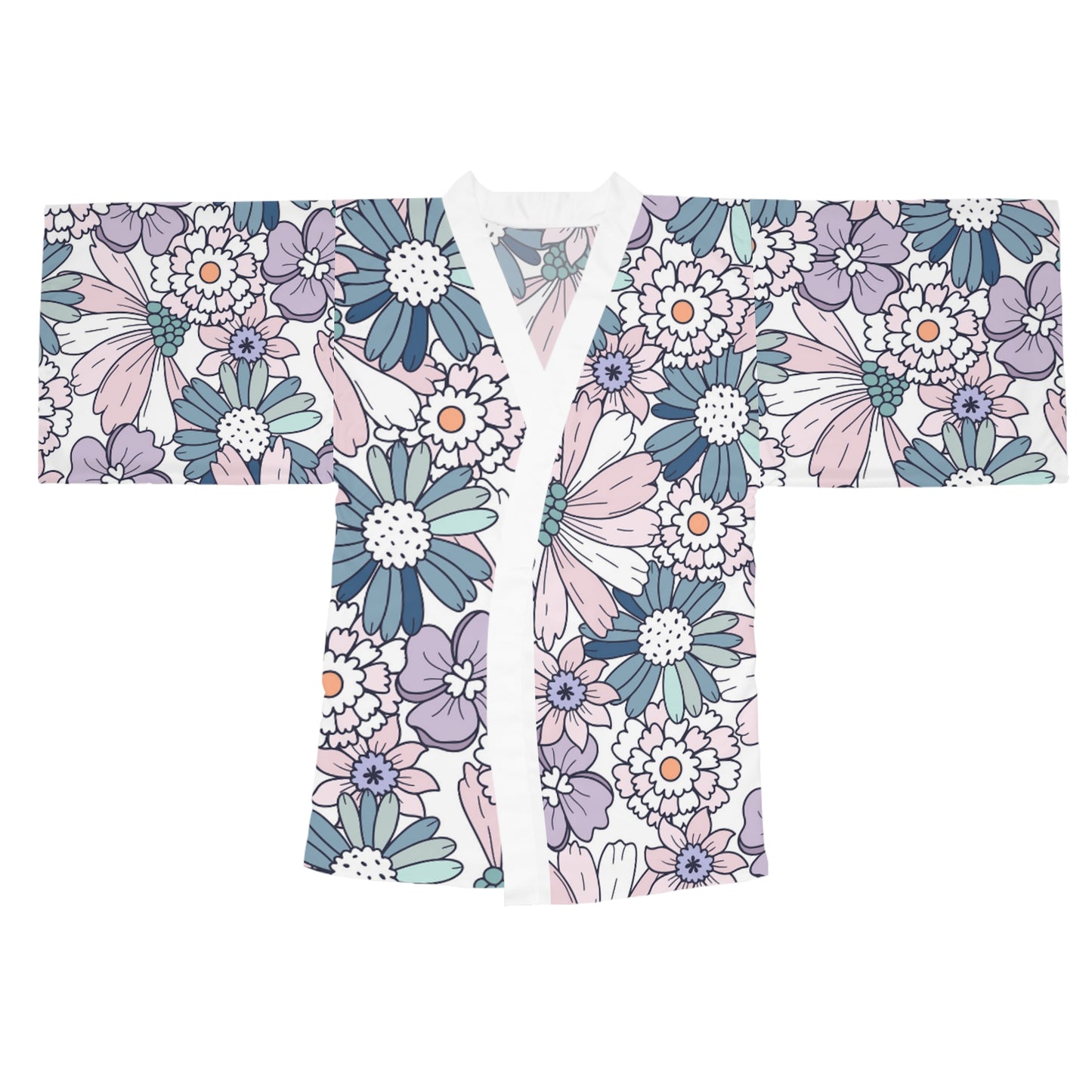 🌸 Spring Blossoms Long Sleeve Kimono Robe