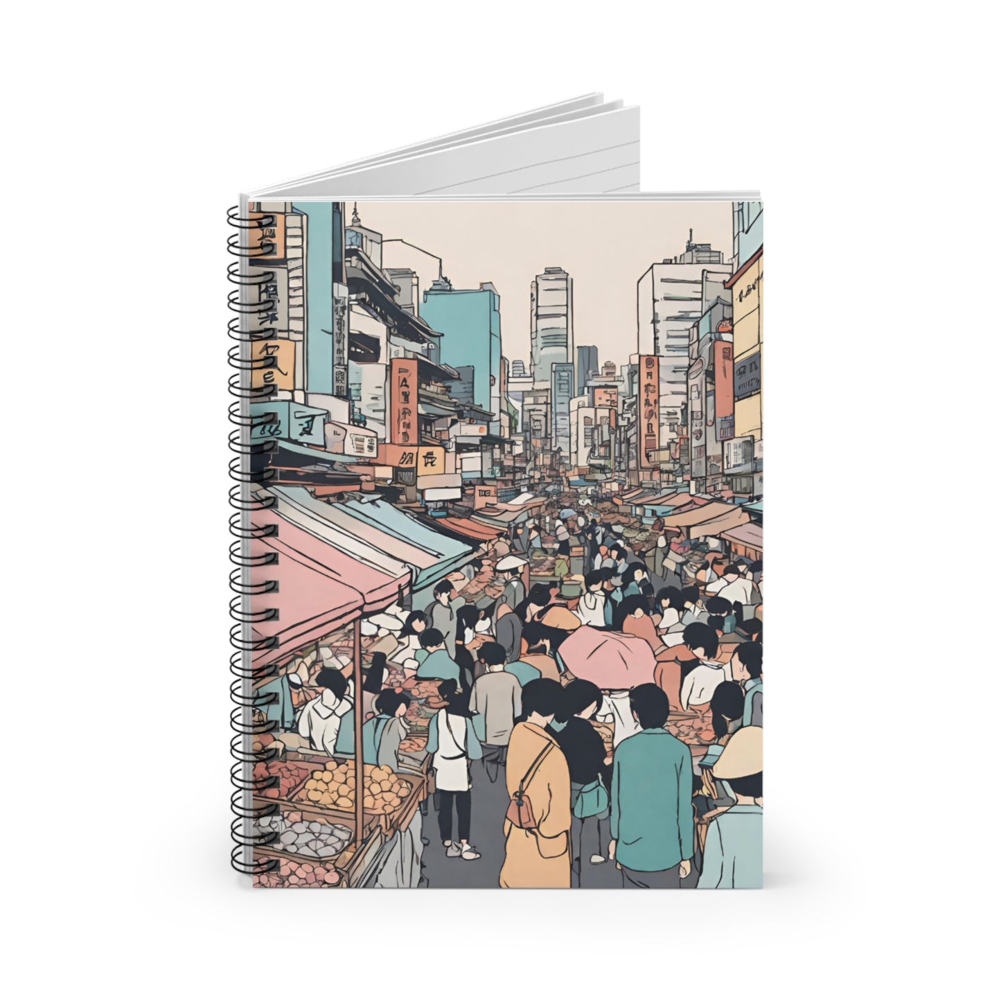 Colorful Japanese Market Spiral Notebook-Ruled Line - 118 Pages