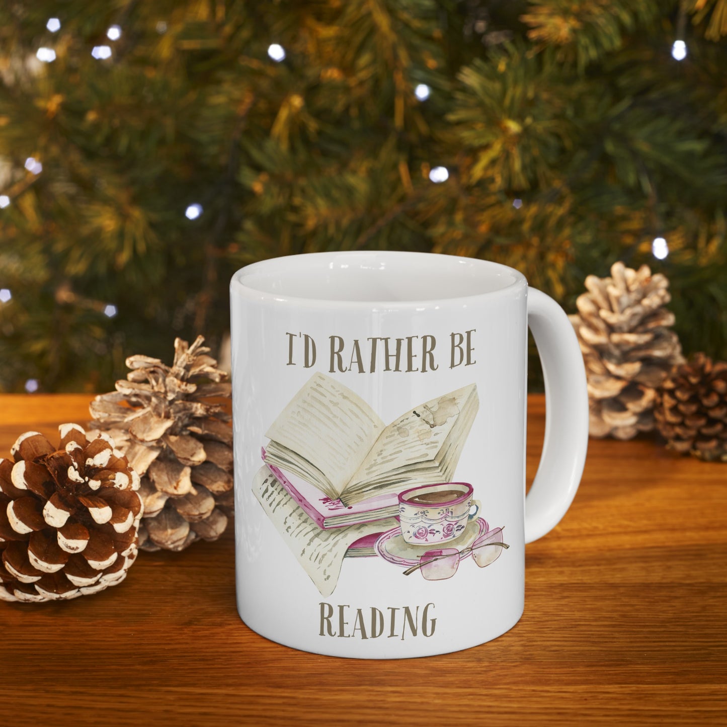 📖 "I'd Rather Be Reading" Ceramic Mug 11 oz - Books and Mug Design