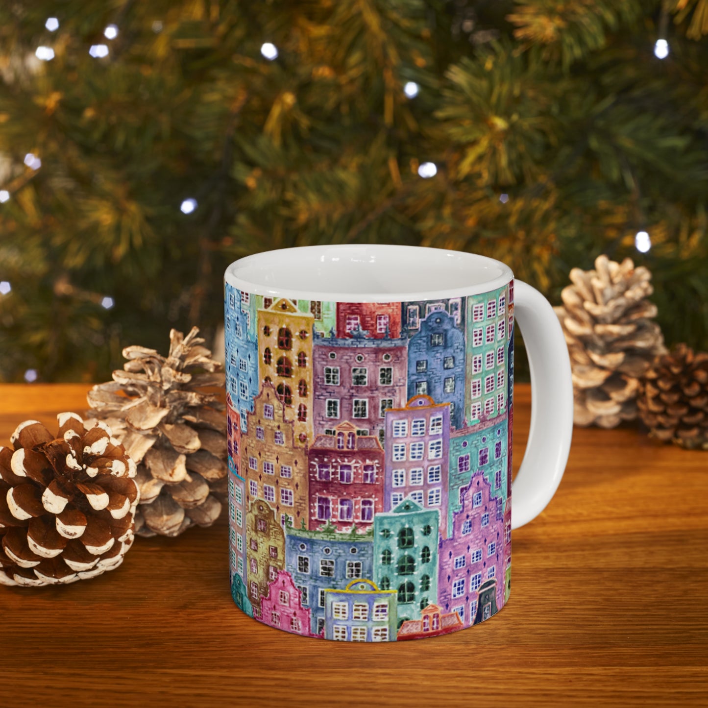 🏙️ Painted Buildings Ceramic Mug 11oz