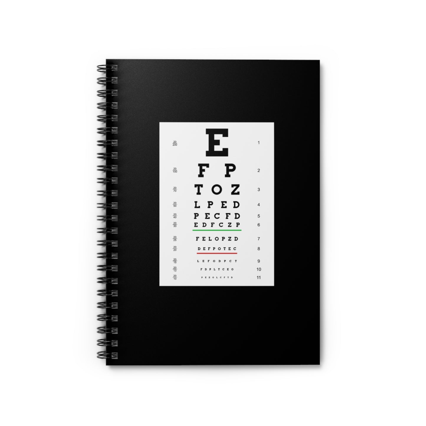 Eye Test Chart Spiral Notebook-Ruled Line - Visionary Companion