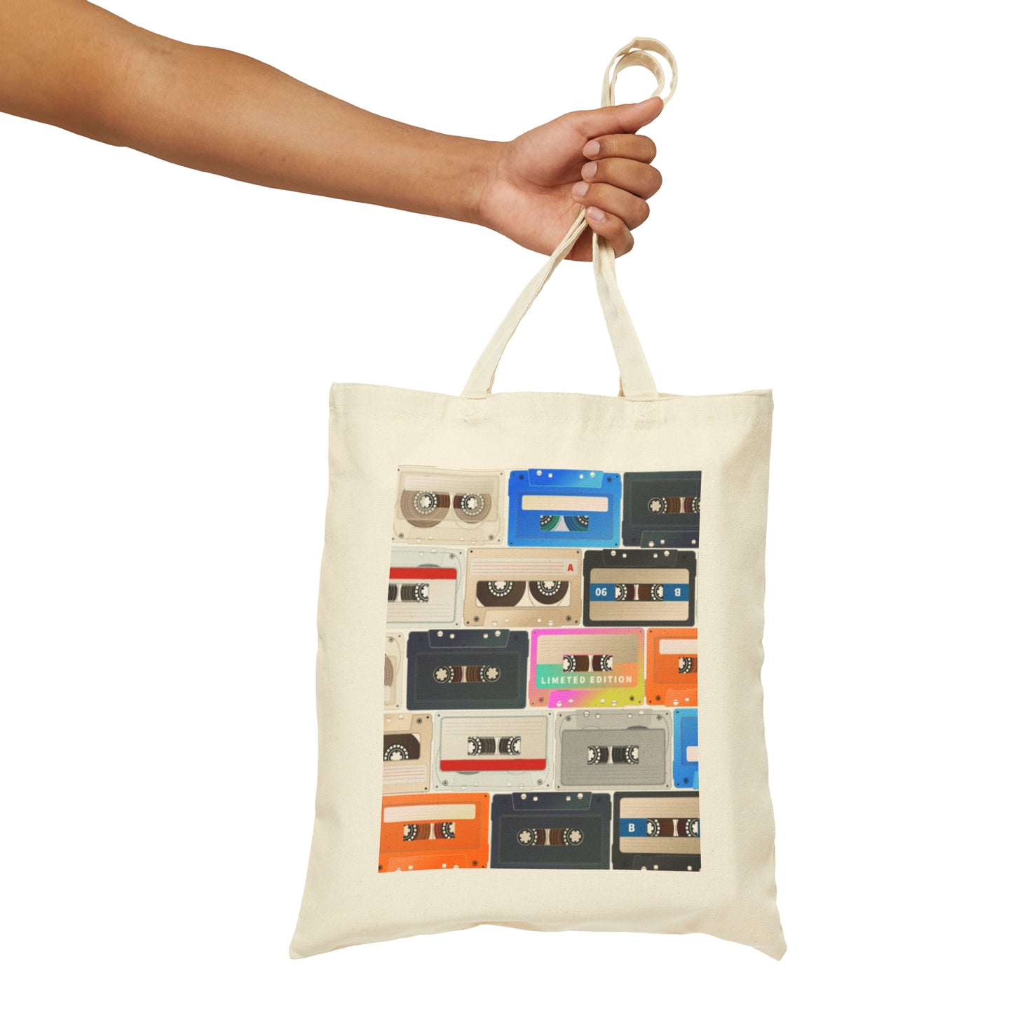 Retro Vibes Cassette Cotton Canvas Tote Bag