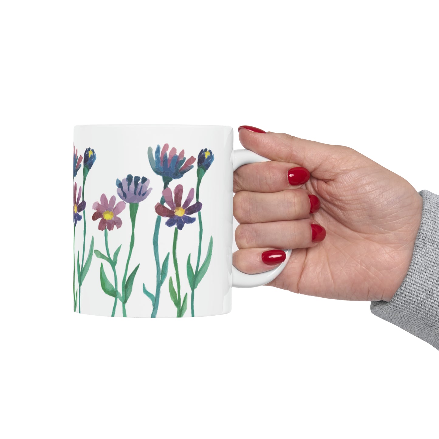 💐 Painted Spring Flowers Ceramic Mug 11oz