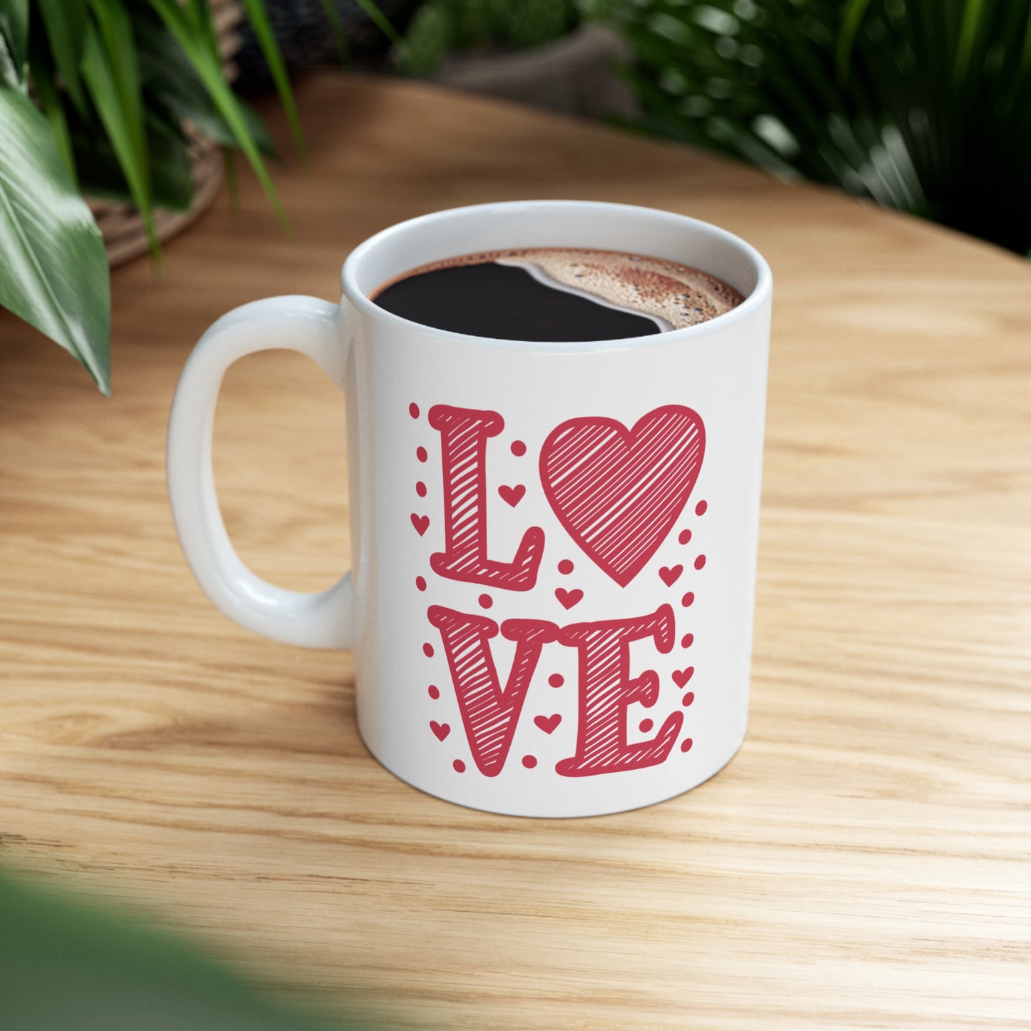 Love Red Heart Ceramic Mug 11oz - BPA-Free, Microwave & Dishwasher Safe