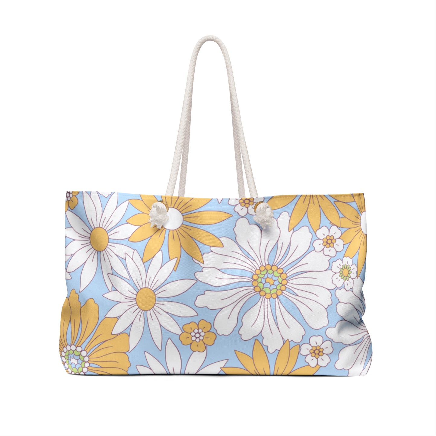 Retro Daisy Delight Weekender Bag - Light Blue