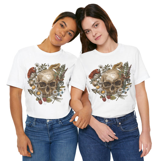 Enchanting Skull and Nature Unisex Jersey Short Sleeve Tee