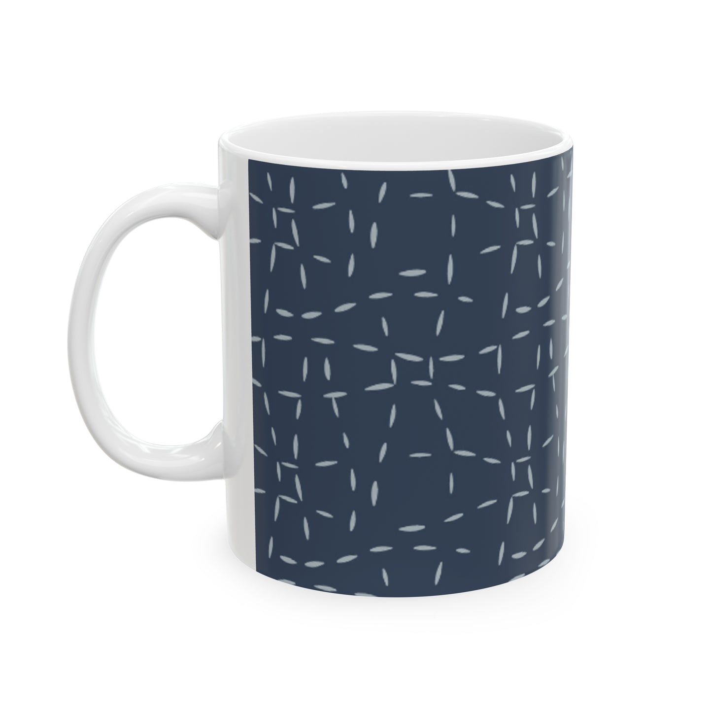 Navy Blue Abstract Lines Ceramic Mug 11oz | BPA-Free