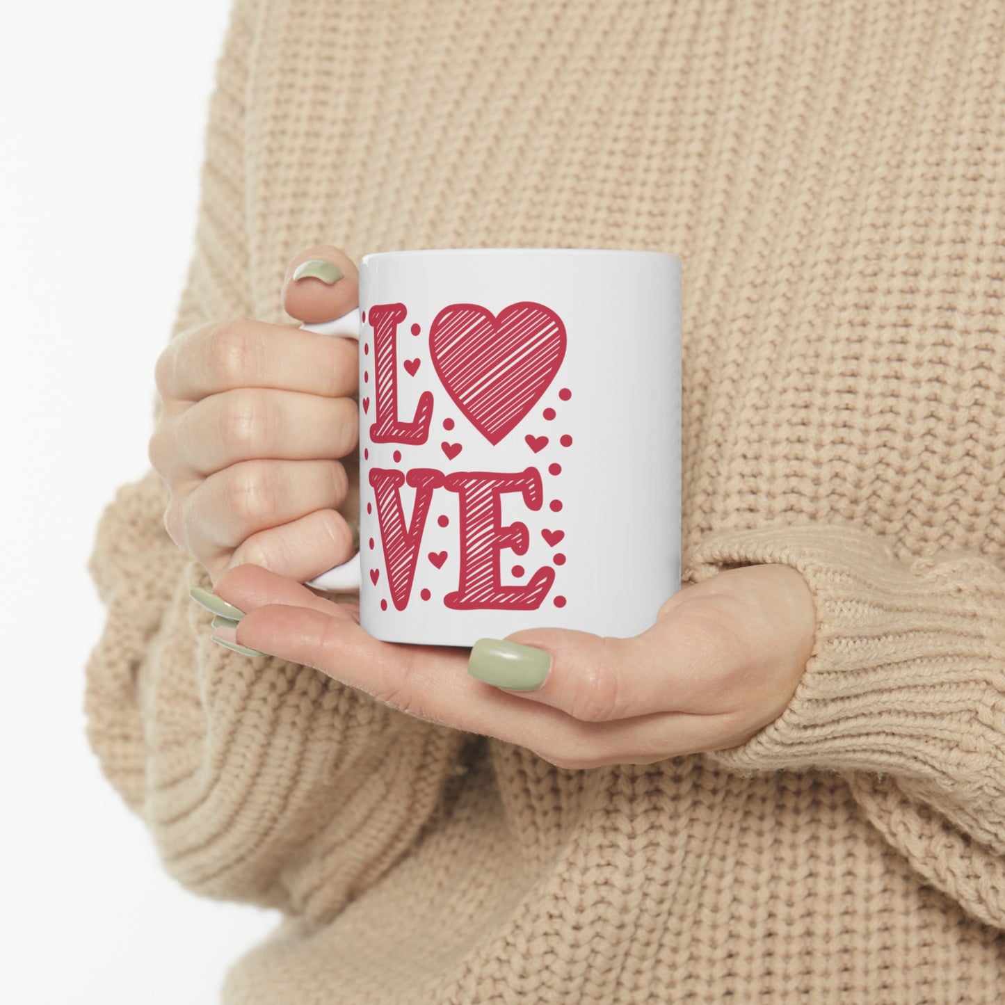 Love Red Heart Ceramic Mug 11oz - BPA-Free, Microwave & Dishwasher Safe